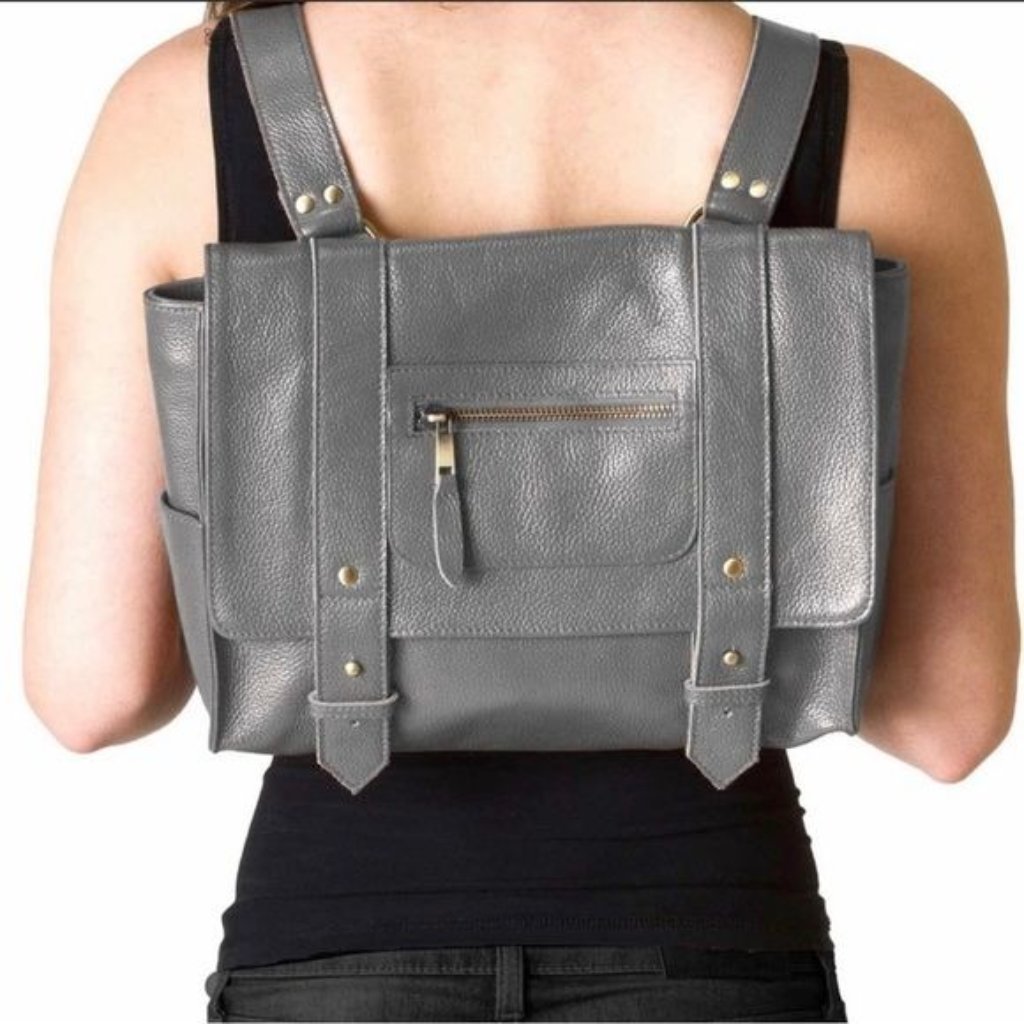 Vereverto “Repetto” Convertable Handbag/Backpack In Gray Leather Nwot